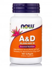Now Foods Vitamin A&D 10,000 IU/400IU 100 Softgels …