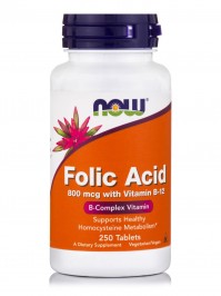 Now Foods Folic Acid 800mcg With Vitamin B-12 250t …