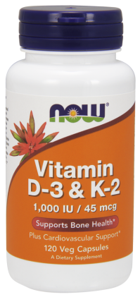 Now Foods Vitamin D-3 & K-2 1000 IU/45mcg 120 Vege …