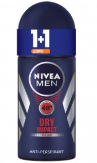 NIVEA Αποσμητικό Roll On Men Dry Impact 50ml 1+1 Δ …