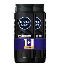 Nivea Men Αφρόλουτρο Deep 500ml 1+1 ΔΩΡΟ