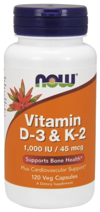 Now Foods Vitamin D-3 & K-2 1000 IU/45mcg 120 Vege …