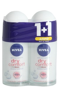 NIVEA Αποσμητικό Roll On Dry Comfort 50ml 1+1 ΔΩΡΟ