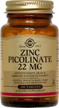 SOLGAR ZINC PICOLINATE 22MG 100TAB