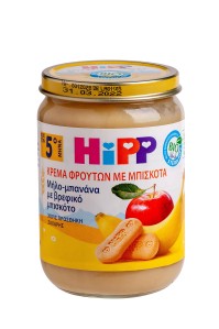 HIPP ΒΡΕΦΙΚΗ ΚΡΕΜΑ ΜΕ ΜΗΛΟ ΜΠΑΝΑΝΑ ΜΠΙΣΚΟΤΟ 190gr