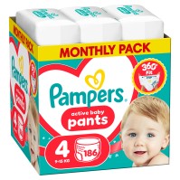Pampers Active Baby Pants No.4 (9-15kg) 186 Πάνες