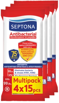 Septona Antibacterial Υγρά Μαντηλάκια 75%  (2+2) Δ …