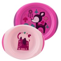 Chicco Baby's Dish Set 12m+ Ροζ 2τμχ