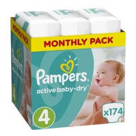 PAMPERS Active Baby-Dry No.4 (8-14Kg) 174 Πάνες