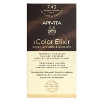 Apivita My Color Elixir kit Μόνιμη Βαφή Μαλλιών 7.43 ΞΑΝΘΟ ΧΑΛΚΙΝΟ ΜΕΛΙ